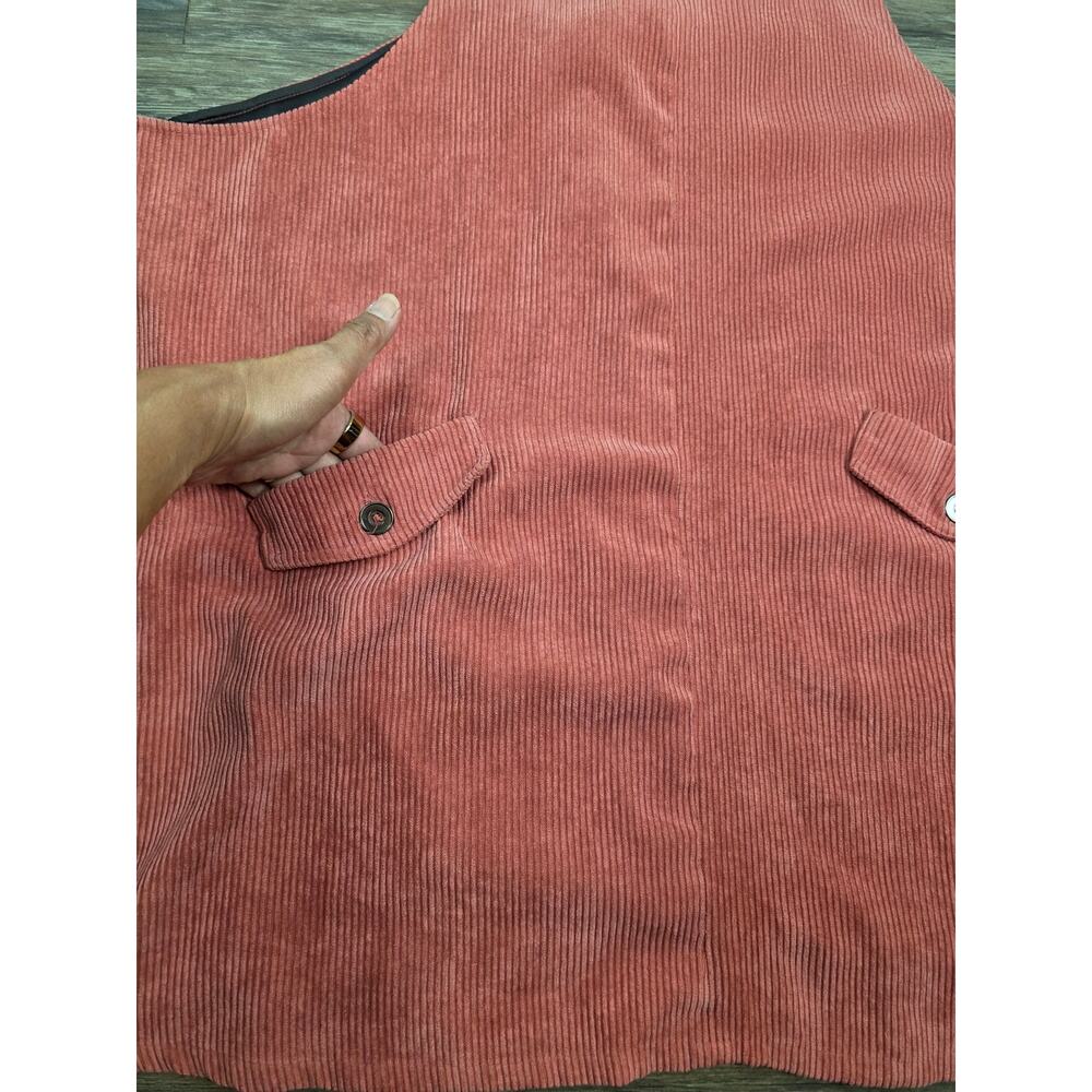 ModCloth Corduroy Pinafore Dress 3X Rust Orange Cottagecore Overall Mini Dress - Picture 3 of 9